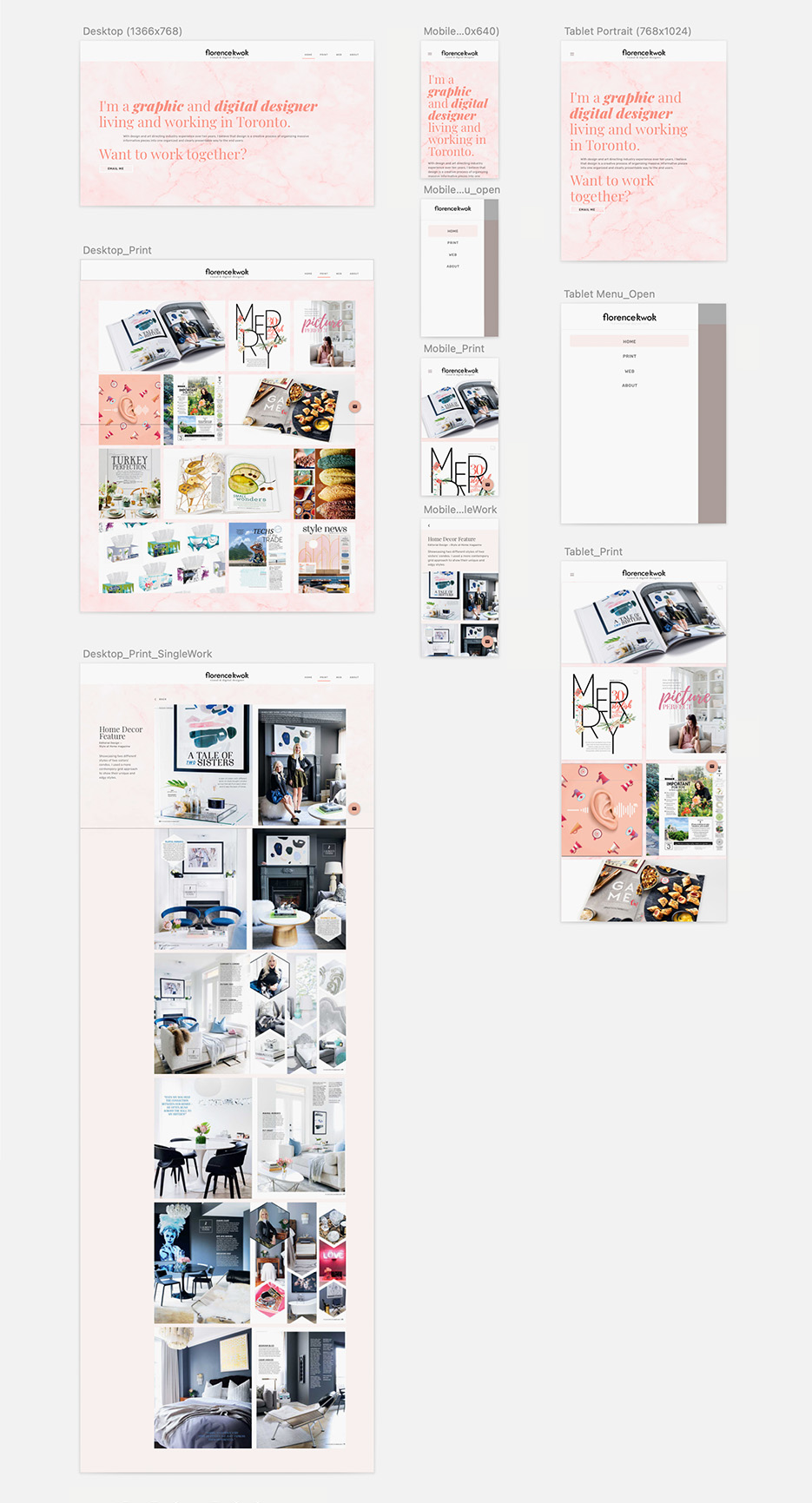 Personal website Sketch UI and UX design