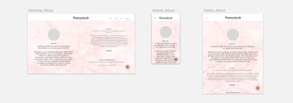 Personal website Sketch UI and UX design