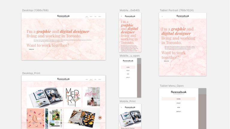 Personal website Sketch UI and UX design